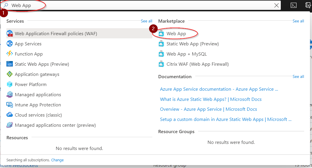 Azure App Service - Search