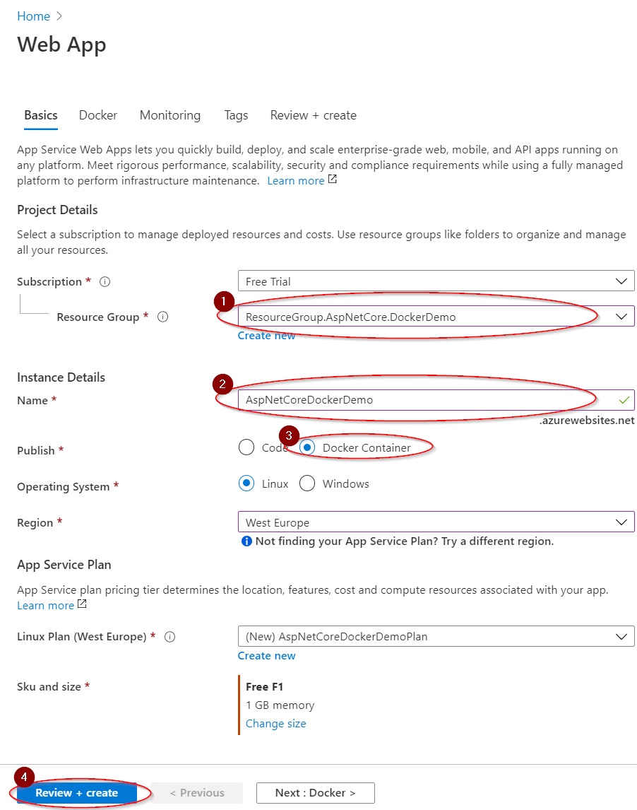 Azure App Service - Create