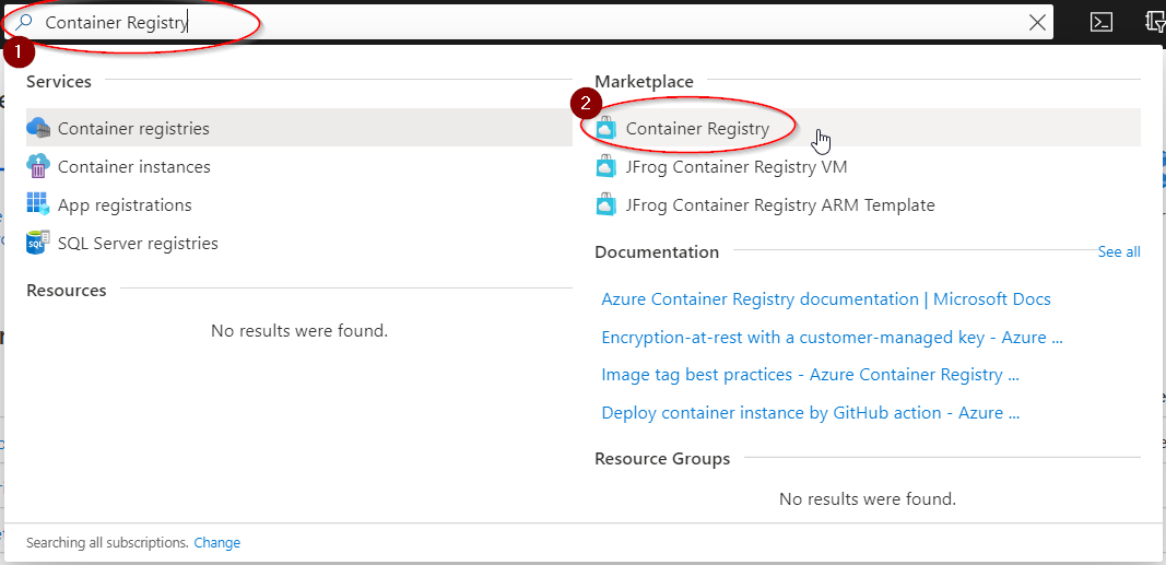 Azure Container Registry - Search