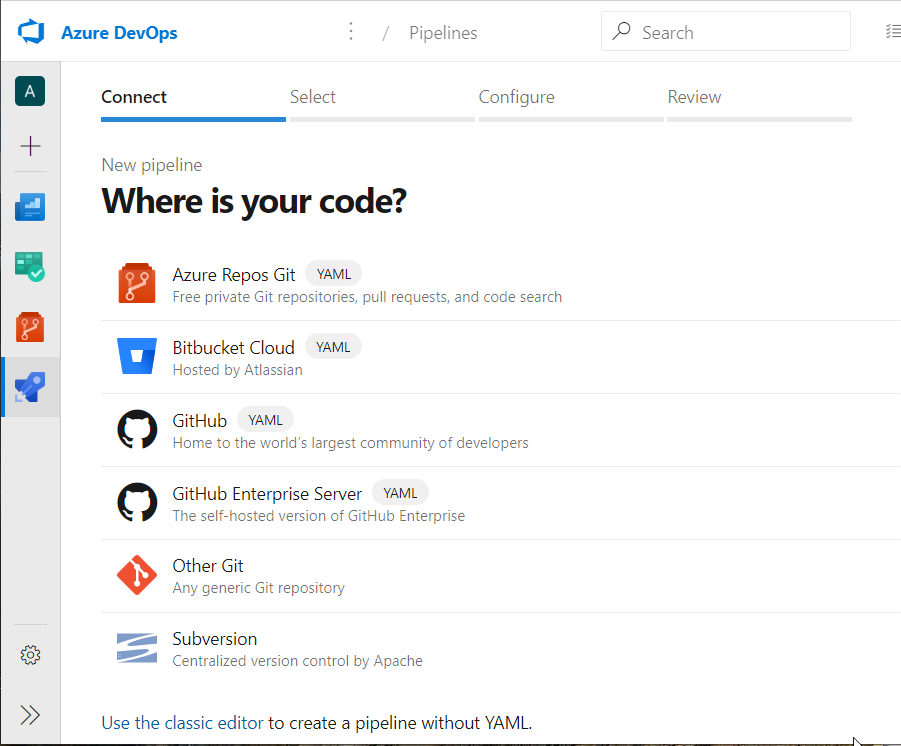 Azure DevOps - Configure Pipeline Choose Repo