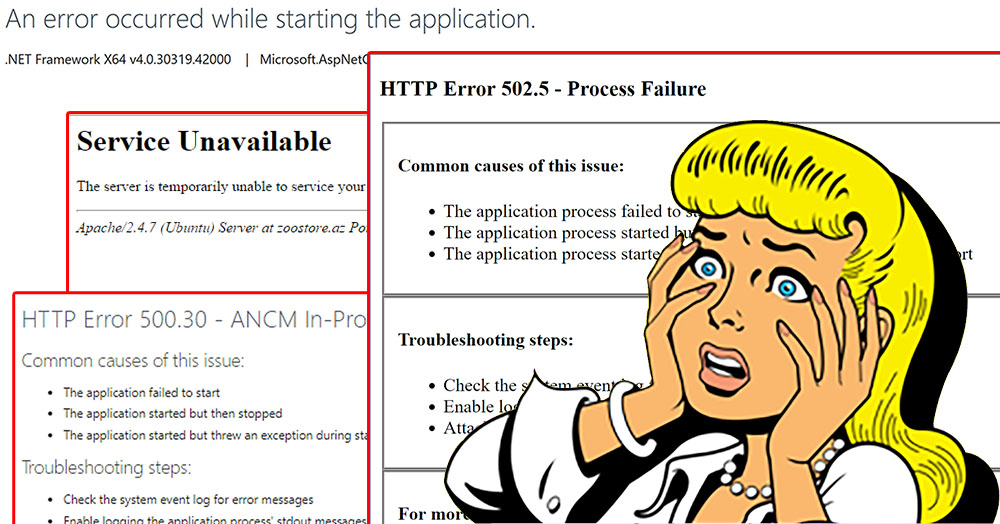 An error occurred while starting the application, Process Failure and many more